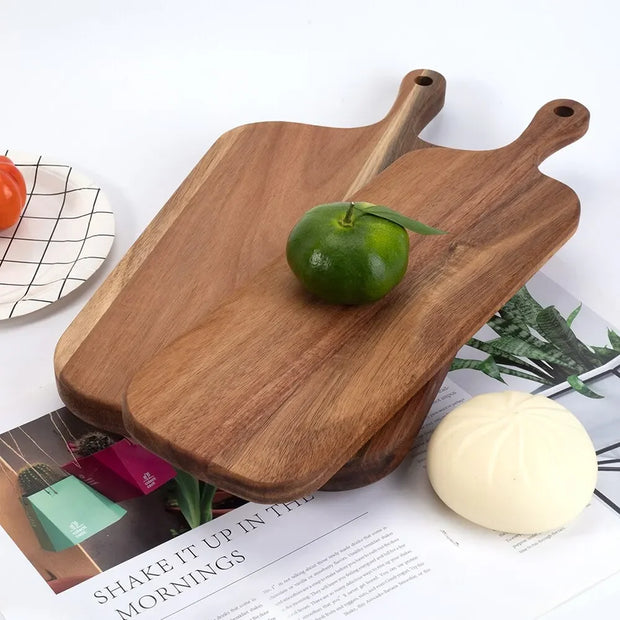 Wooden Cutting Board with Handle Kitchen Household Serving Board Wooden Cheese Board Charcuterie Board for Bread Fruit Plates