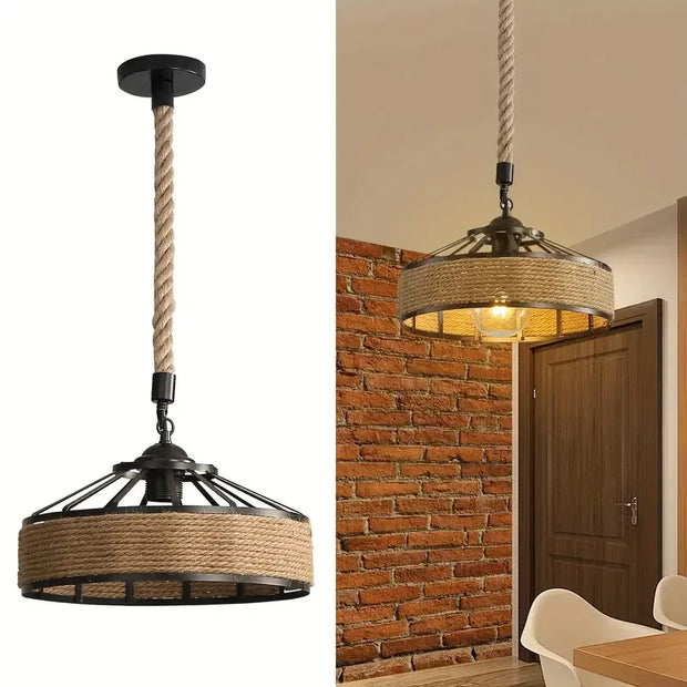 Vintage Hemp Rope Pendant Light Industrial Wind LED Hanging Lamp Creative Edison Bulb 30/40/50cm Restaurant Home Decor Lighting