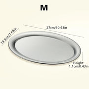 Stainless Steel Metal Dining Disc Oval Dish Reusable Shallow Tray Korean Style Fruit Meat Plate Kitchen Tableware Jewellery Prop