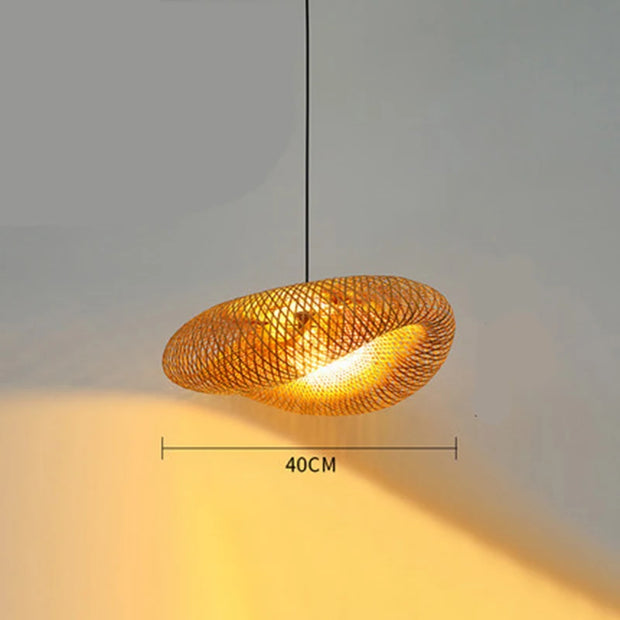 ZK30 Bamboo Weaving Chandelier Lamp 60/50/40cm Hanging LED Ceiling Light Pendant Lamp Fixtures Rattan Woven Home Bedroom Decors