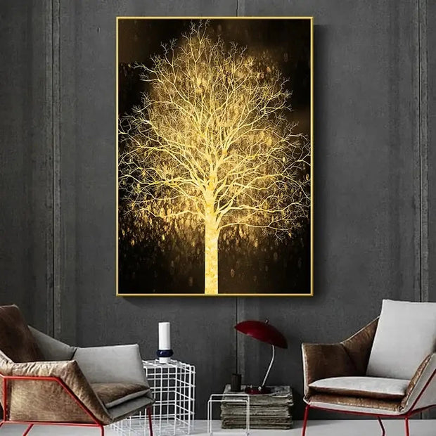 Luxury Gold Tree Posters Wall Art Canvas Painting Prints Poster Pictures for Living Room Modern Home Decor No Frame