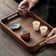 Portable Solid Wood Tray Walnut Wooden Tea Tray Luxury Dessert Coffee Tray Home Decoration Storage Tray