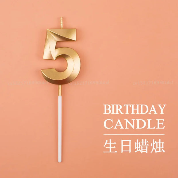 1Pc New 0-9 Number Birthday Candles Extended Big 3D Design Cake Candle Topper Decoration For Birthday Anniversary Celebration