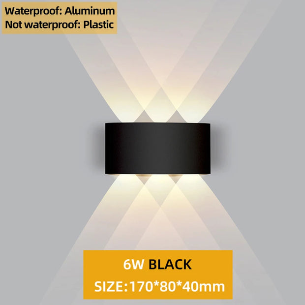 Up and Down LED Wall Lamp Waterproof IP65 Aluminium Interior Wall Light For Bedroom Living Room Corridor Indoor Outdoor Lighting