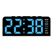 Digital Alarm Clock with Mood Light TEMP Date Week 2 Alarms Snooze Electronic Table Clock 4 Levels Brightness 12/24H LED Clock