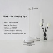 Rechargeable Table LED Lamp Touch Sensor Night Desk Lamp for Restaurant Hotel Bar Bedroom 3 Color Temperatures Stepless Dimming