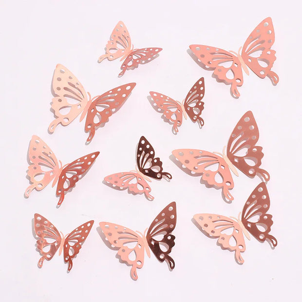 12 Pcs/Set 3D Wall Stickers Hollow Butterfly for Kids Rooms Home Wall Decor DIY Mariposas Fridge stickers Room Decoration