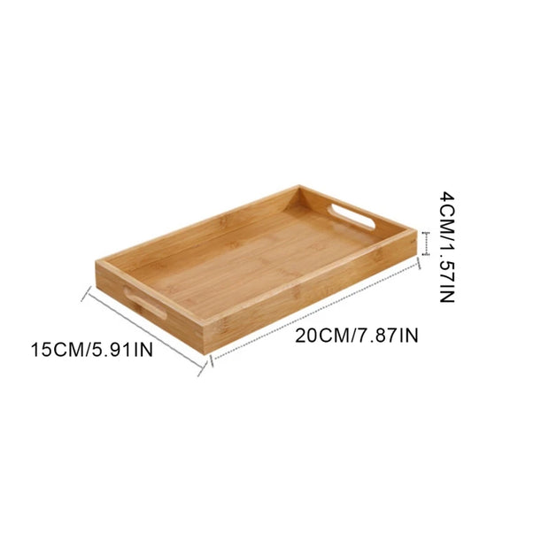 Bamboo Wooden Rectangular Tea Tray Pallet Wood Serving Tray Tea Cup Tray With Handle Wood Dinner Dessert Bread Fruit Food Plate