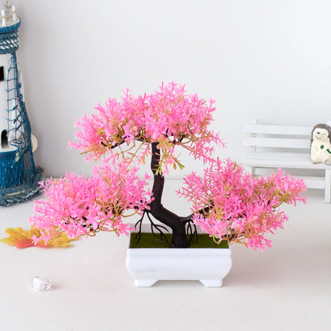 Artificial Plants Bonsai Fake Plant Flowers Potted Ornaments For Table Home Hotel Room  Decoration Garden Decor Small Tree Pot