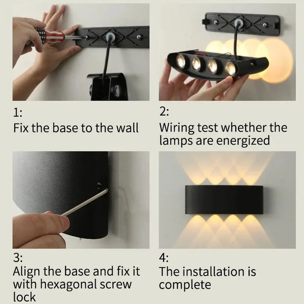 6/8 Head Arc LED Atmosphere Wall Light Tuya App Dimmable Bedside Lamp Gate Garden Corridor Lamp Support APP RGB Decor Lighting