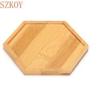 1PC 8 Design Flower Pot Holder Fleshy Bonsai Pad Bamboo Tray Wooden Flowerpot Tray Home Office Decor Planter Pots Mat Stand