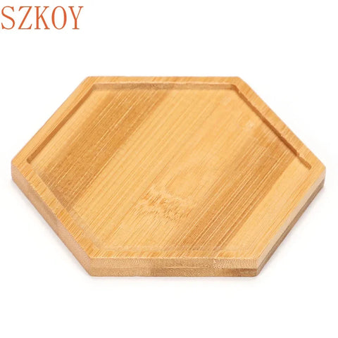 1PC 8 Design Flower Pot Holder Fleshy Bonsai Pad Bamboo Tray Wooden Flowerpot Tray Home Office Decor Planter Pots Mat Stand