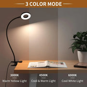 LED Reading Light with Clamp 3 Color & 10 Brightness Desk Lamp Flexible Gooseneck Book Lamp Kids Reading Night Light Book Light