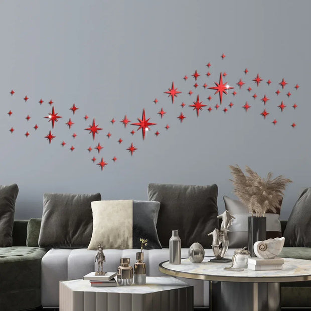 Star mirror acrylic three-dimensional wall pasted bedroom living room room ceiling decoration self-adhesive background wall