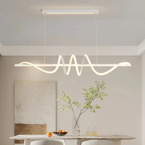 Modern Dining Table Pendant Lights Minimalist Dining Room Chandelier Home Lighting Living Room Decoration Bar Linear Wavy Lamp