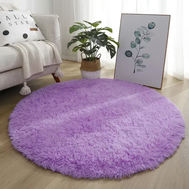 40cm Anti-Slip Fluffy Rugs Large Shaggy Rug Super Soft Mat Living Room Bedroom Carpet Aesthetic Bedroom Round Carpet Decoration