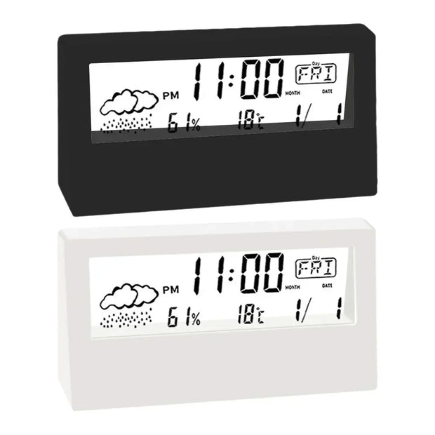 Creative Weather Display Electronic Alarm CLock Thermo-Hygrometer Clock Digital Table Clock Teperature Calendar