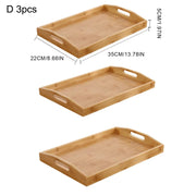 Wide Bamboo Organizer Tray Storage Bin with Handles for Cutlery Serving Spoons Cooking Utensils Teapot Teacup