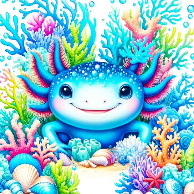 HUACAN 5D Diamond Painting Axolotl Salamander DIY Full Drill Diamond Embroidery Animal Mosaic Cartoon Craft Supplies Home Decor