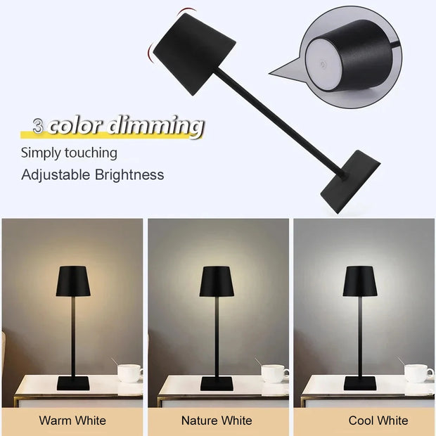 Wireless Bottle Table Lamp Touch Control of 3 Colors and Stepless Dimmable Desk Night Lamp for Bar Wine Bottles Vases Light