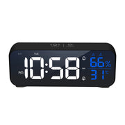 Digital Alarm Clock Table Electronic Clock with Temperature Humidity  Weekday & Dual Alarms Ringtones Rechargeable