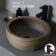 Brown Ceramic Vessel Sink Vanity Bowl Oval Bathroom Table Sink Lavatory Balcony Art Basin Above Counter Pedestal Washing Basin