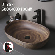 Brown Ceramic Vessel Sink Vanity Bowl Oval Bathroom Table Sink Lavatory Balcony Art Basin Above Counter Pedestal Washing Basin