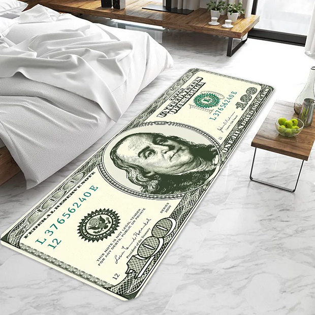 100 Dollar Bill Runner Area Rug  Door Mat Entrance Non-slip Washable Kitchen Carpet Living Room Hallway Rugs Bathroom Bath