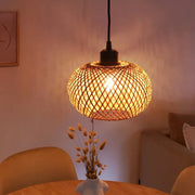 Bamboo Pendant Lamp Lustre Chandelier Hanging Lamp Handmade Rattan Pendant Light Fixture Restaurant Dining Room Indoor Lighting