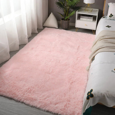 Pink Bedroom Carpet For Children's Room Cute Girls Floor Soft Mat Living Room Decoration White Fluffy Large Kids Bedside Rugs