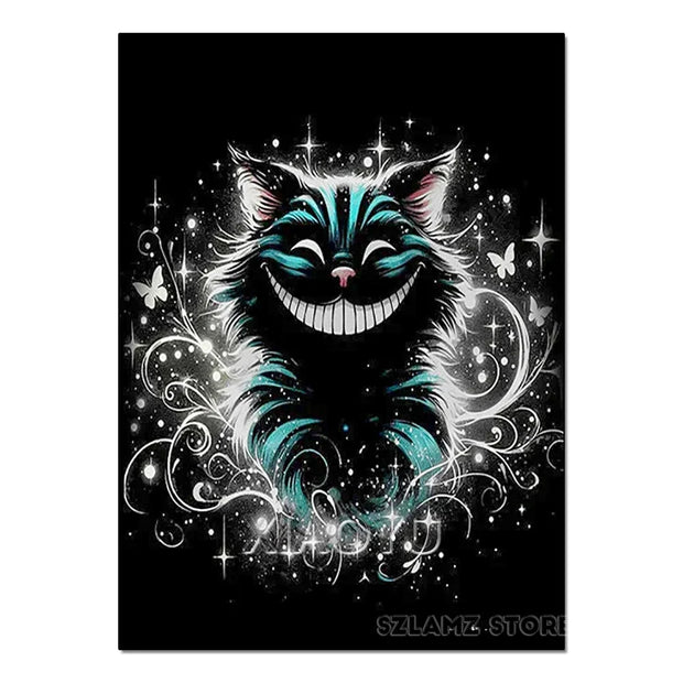 Disney Alice in Wonderland Diamond Painting Cheshire Cat Cartoon Cross Stitch Mosaic Kit Full Round/Square Drills DIY Art Decor