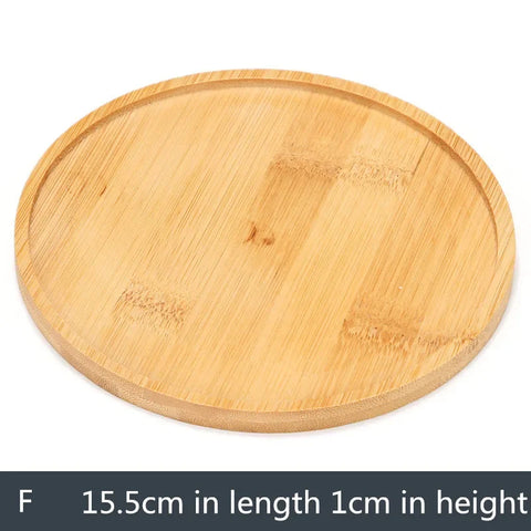 1PC 8 Design Flower Pot Holder Fleshy Bonsai Pad Bamboo Tray Wooden Flowerpot Tray Home Office Decor Planter Pots Mat Stand