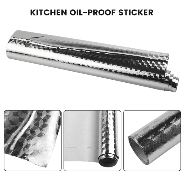 Kitchen Countertop Oil-proof Sticker Waterproof Aluminum Foil SelfAdhesive 1M,2M,5M Kitchen Oil Proof Sticker Silver Grid