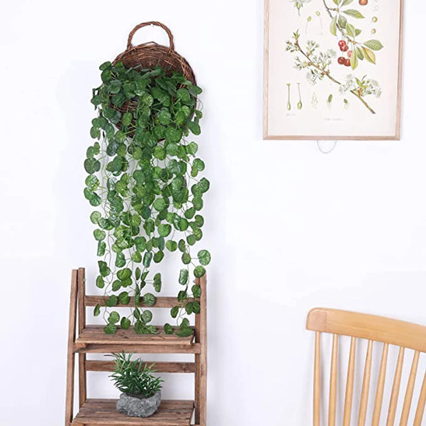 2 Pack Artificial Hanging Plants Fake Potted Greenery Vine Ivy for Home Wedding Wall Shelf Patio Garden Indoor Outdoor Decor