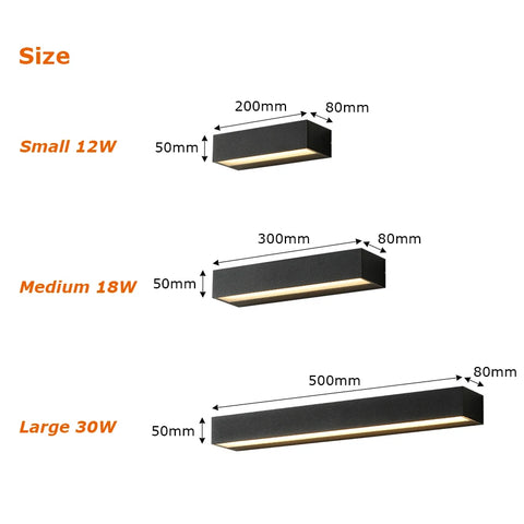 12W 18W 30W LED Wall Lamp Outdoor Waterproof Strip Wall Lights Porch Sign Lighting Courtyard Garden Decor Light Fixture Aluminum