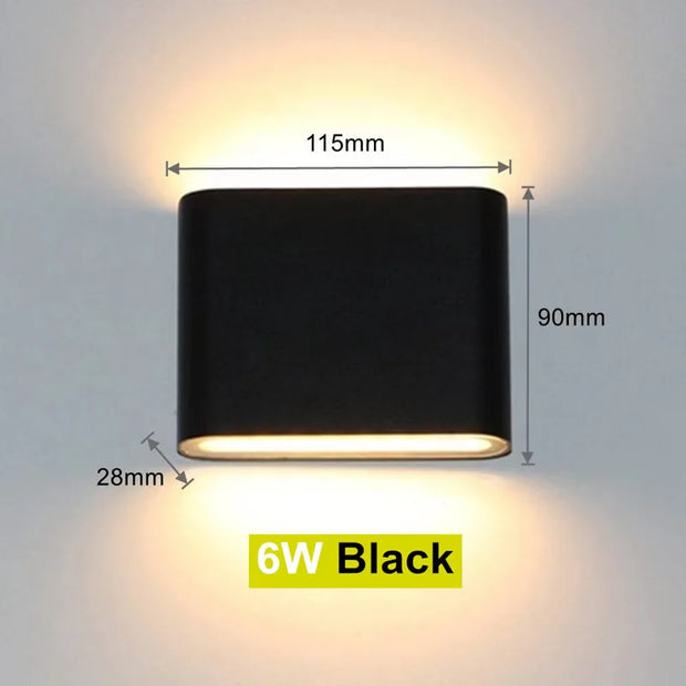 6W 12W LED Wall Lamp Outdoor Waterproof Garden Lighting Aluminum AC86-265V Indoor Bedroom Living Room Stairs Wall Light