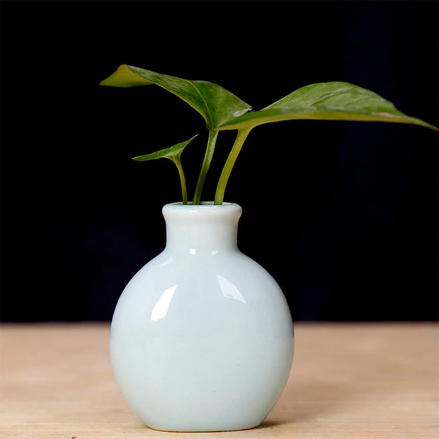 Mini Desktop Vase Cute Spherical Shape Ceramic Flower Pot For Hydrocotyle Vulgaris Lily Of The Valley Spring Gardening Accessory