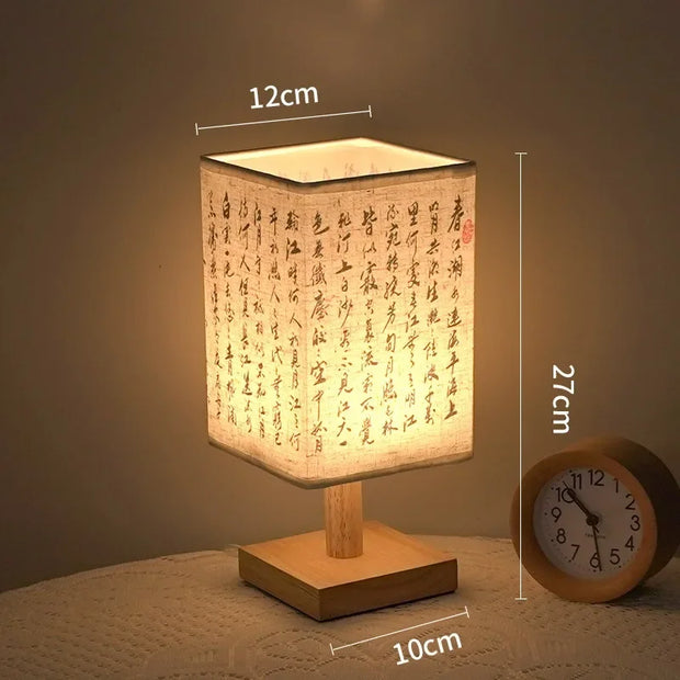 LED Chinese Style Table Lamps Dimmable USB Plug Square Simple Night Light Fabric Lampshade Bedroom Bedside Decor Desk Lights