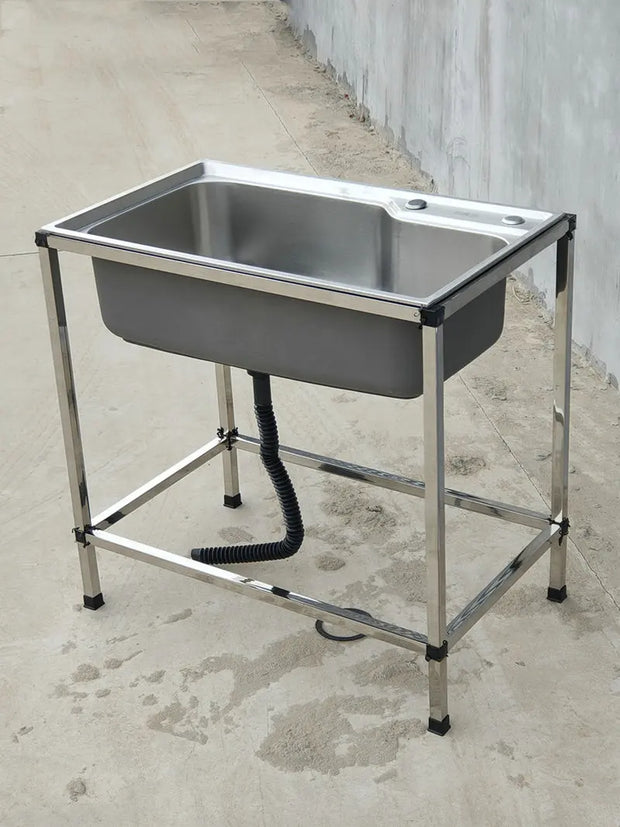 304 Stainless Steel Kitchen Sinks Outdoor Washing Pool Basin with Frame and Bowl