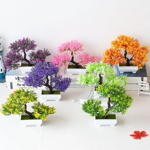 Artificial Plants Bonsai Fake Plant Flowers Potted Ornaments For Table Home Hotel Room  Decoration Garden Decor Small Tree Pot