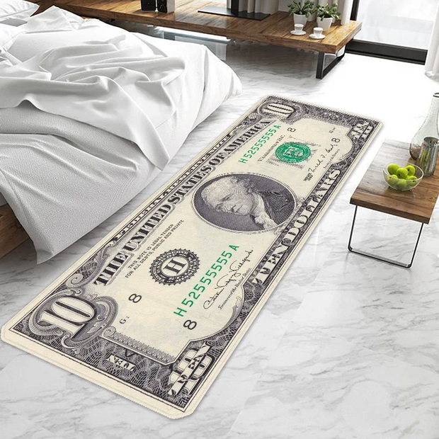 100 Dollar Bill Runner Area Rug  Door Mat Entrance Non-slip Washable Kitchen Carpet Living Room Hallway Rugs Bathroom Bath