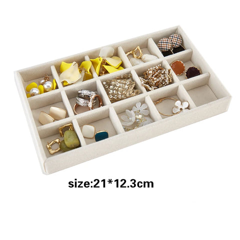 Jewelry Organizer Velvet Jewelry Storage Tray Display Ring Bracelet Necklace Storage Box Showcase Drawer Organizer Trays