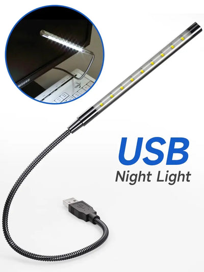 USB LED Book Light USB Powered Metal Material 10 LED Flexible Night Lamp For Laptop PC Computer Notebook Book Reading Lights