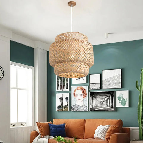 30cm Modern Bamboo Pendant Light Hand Woven Bamboo Art Chandelier Dining Room Lantern Chandelier Bedroom Dining Room Lamp