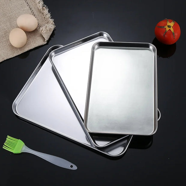 Rectangle Steamed Sausage Noodles Storage Trays Stainless Steel Fruit Dish Restaurant Hotel Kitchen Pastry Food Baking Plates