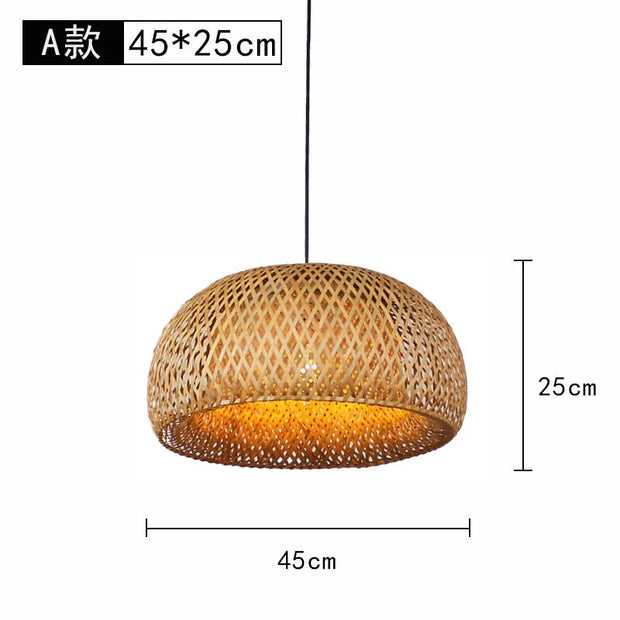 ZK20 Bamboo Weaving Chandelier Lamp 60/50/40cm Hanging LED Ceiling Light Pendant Lamp Fixtures Rattan Woven Home Bedroom Decors