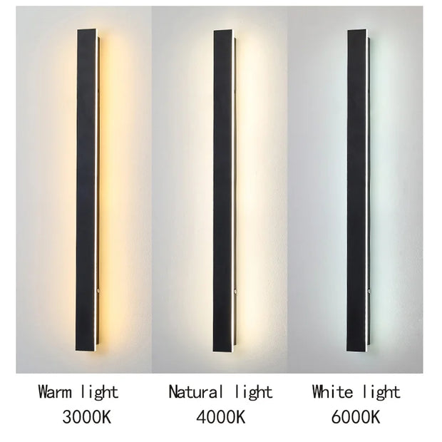 Outdoor IP65 waterproof Long strip lamp, simple LED wall light suitable for courtyard, villa, gate, garden outdoor decoration