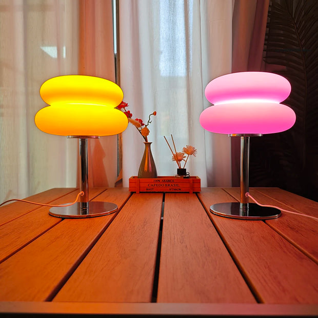 Cream table lamp plastic lampshade bedroom bedside decorative lamp USB plug tri color dimming living room study atmosphere light