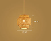 Bamboo Pendant Lamp E27 Hand Knitted Chinese Style Weaving Hanging Lamps 30cm Restaurant Home Decor Lighting Fixtures