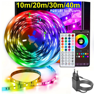 Led Strip Lights 10m 20m 30m 40m Music Sync RGB Tape Led Lights Room Decor Flexible Ribbon for Home Room Bedroom Decoration